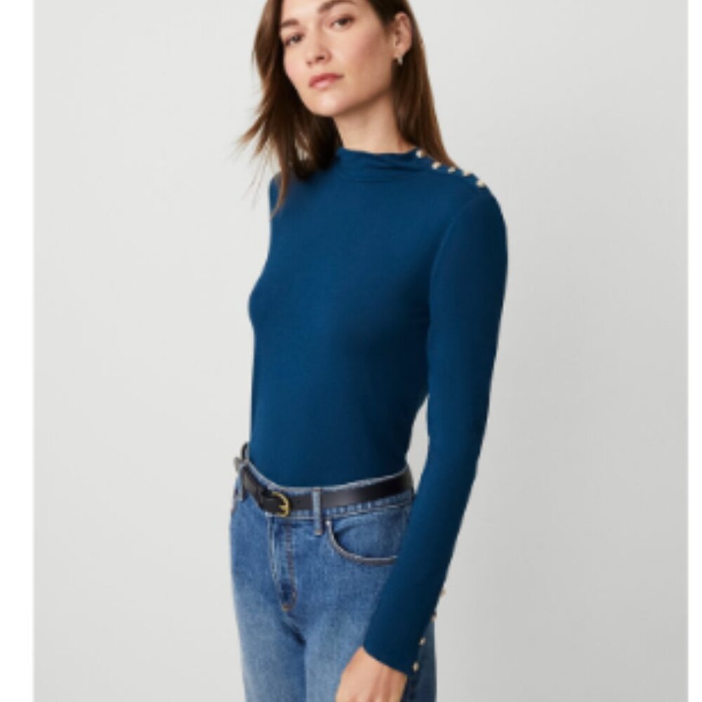 Ann Taylor  Mock Neck Button Top - NWT - Size M